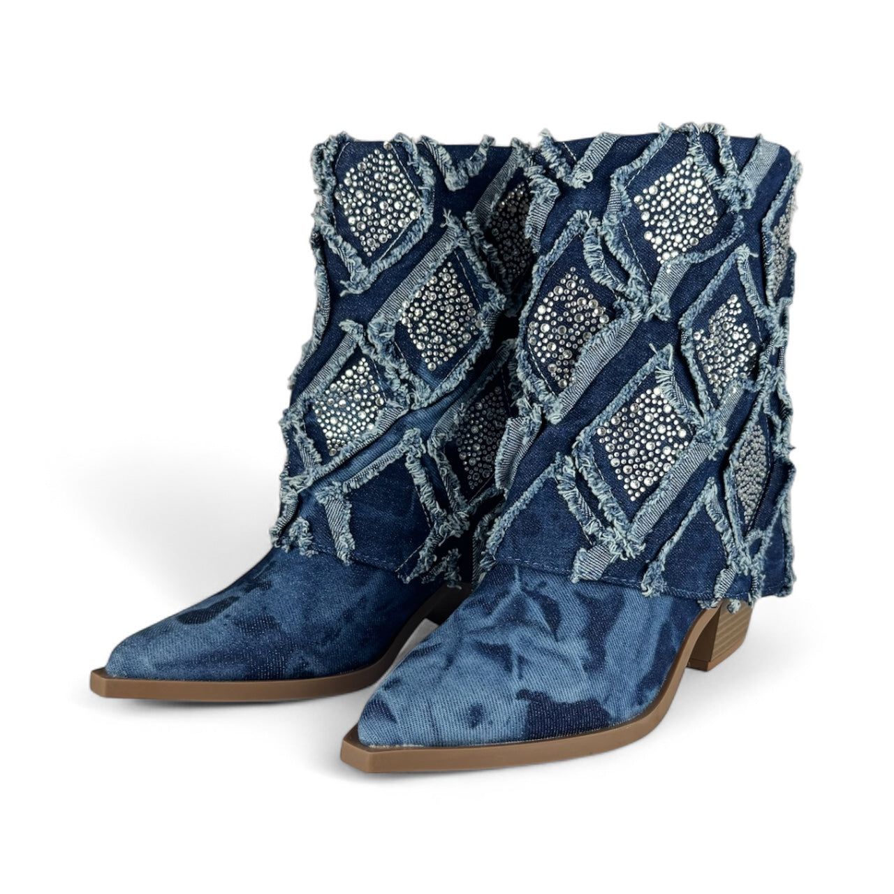 STIVALE RISVOLTO BRILLANTINI JEANS A9626