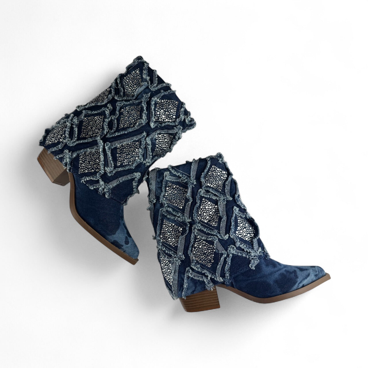 STIVALE RISVOLTO BRILLANTINI JEANS A9626