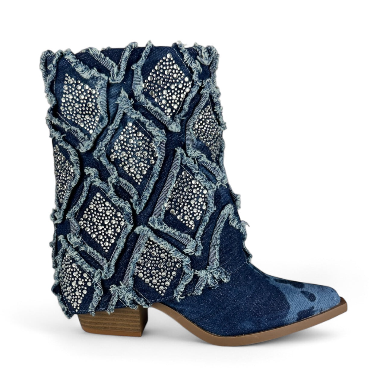 STIVALE RISVOLTO BRILLANTINI JEANS A9626